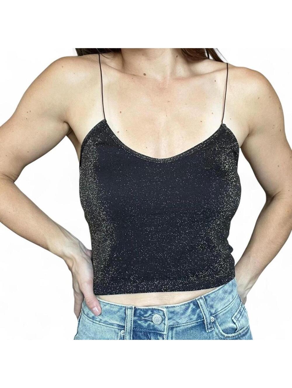 Free People Black and Gold Tank